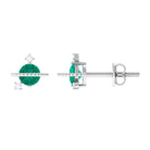 Solitaire Emerald and Diamond Contemporary Stud Earrings Emerald - ( AAA ) - Quality - Rosec Jewels