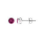 Round Pink Tourmaline Solitaire Stud Earrings Pink Tourmaline - ( AAA ) - Quality - Rosec Jewels