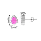 Engraved Bezel Set Pear Cut Pink Sapphire Solitaire Stud Earrings Pink Sapphire - ( AAA ) - Quality - Rosec Jewels