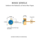 Round Swiss Blue Topaz Stud Earrings with Moissanite Swiss Blue Topaz - ( AAA ) - Quality - Rosec Jewels