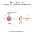 1 CT Classic Pink Tourmaline Stud Earrings with Diamond Halo Pink Tourmaline - ( AAA ) - Quality - Rosec Jewels