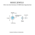 1 CT Classic Aquamarine Stud Earrings with Moissanite Halo Aquamarine - ( AAA ) - Quality - Rosec Jewels