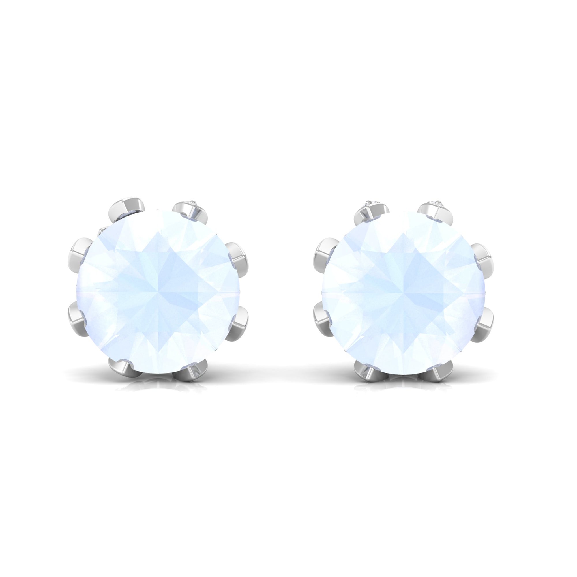 2.25 CT Natural Moonstone Solitaire Bridal Stud Earrings with Diamond Moonstone - ( AAA ) - Quality - Rosec Jewels