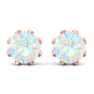 4.50 CT Ethiopian Opal Solitaire Stud Earrings with Diamond Ethiopian Opal - ( AAA ) - Quality - Rosec Jewels