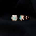 Real Ethiopian Opal and Diamond Halo Stud Earrings Ethiopian Opal - ( AAA ) - Quality - Rosec Jewels