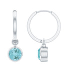 2.25 CT Bezel Set Sky Blue Topaz Hoop Drop Earrings in Gold Sky Blue Topaz - ( AAA ) - Quality - Rosec Jewels