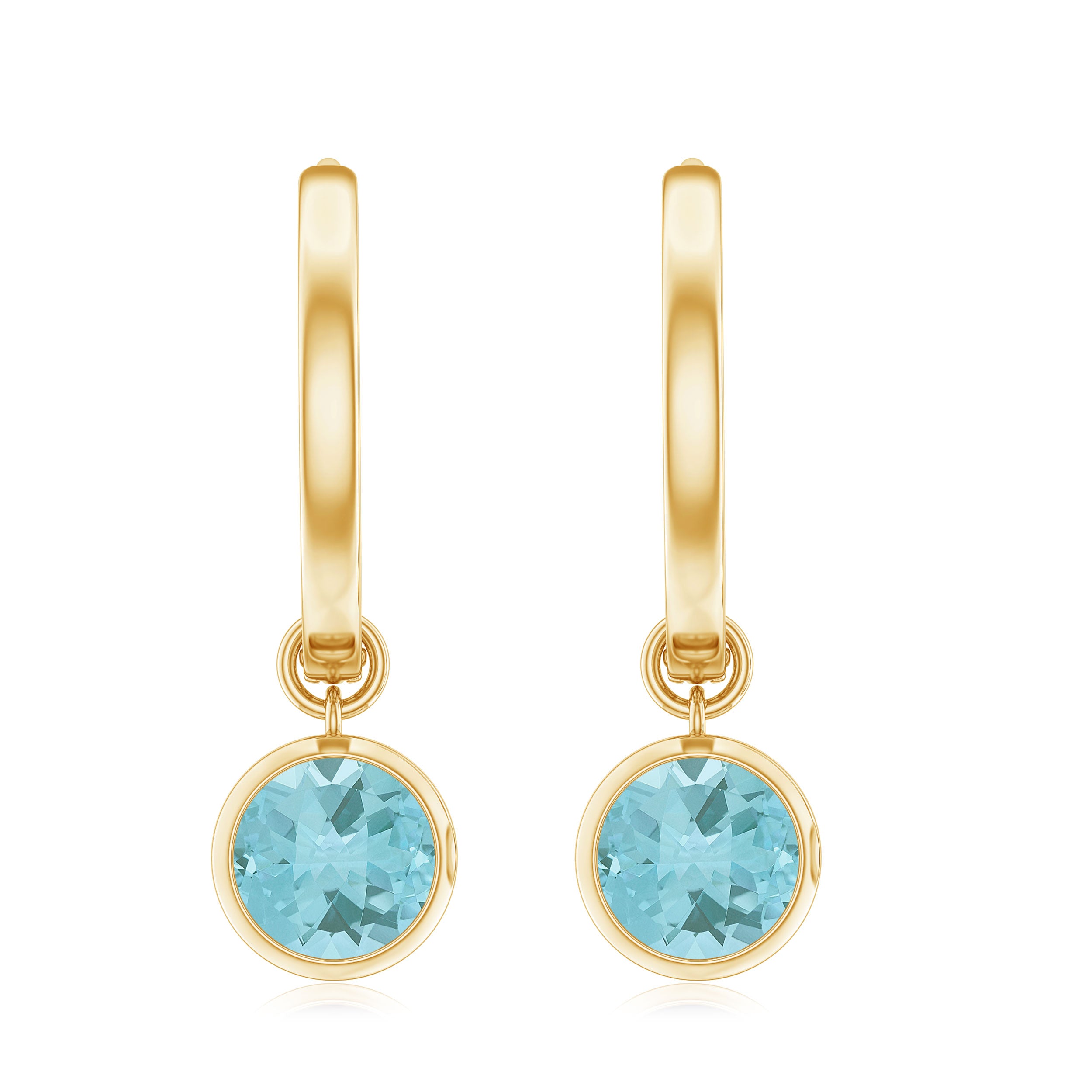 2.25 CT Bezel Set Sky Blue Topaz Hoop Drop Earrings in Gold Sky Blue Topaz - ( AAA ) - Quality - Rosec Jewels