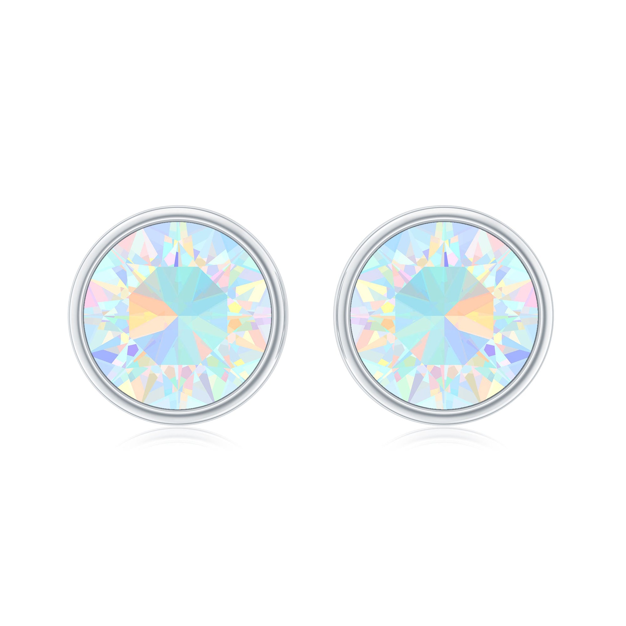 Ethiopian Opal Solitaire Stud Earrings with Screw Back Ethiopian Opal - ( AAA ) - Quality - Rosec Jewels