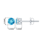 Swiss Blue Topaz Solitaire Stud Earrings in 4 Prong Setting Swiss Blue Topaz - ( AAA ) - Quality - Rosec Jewels