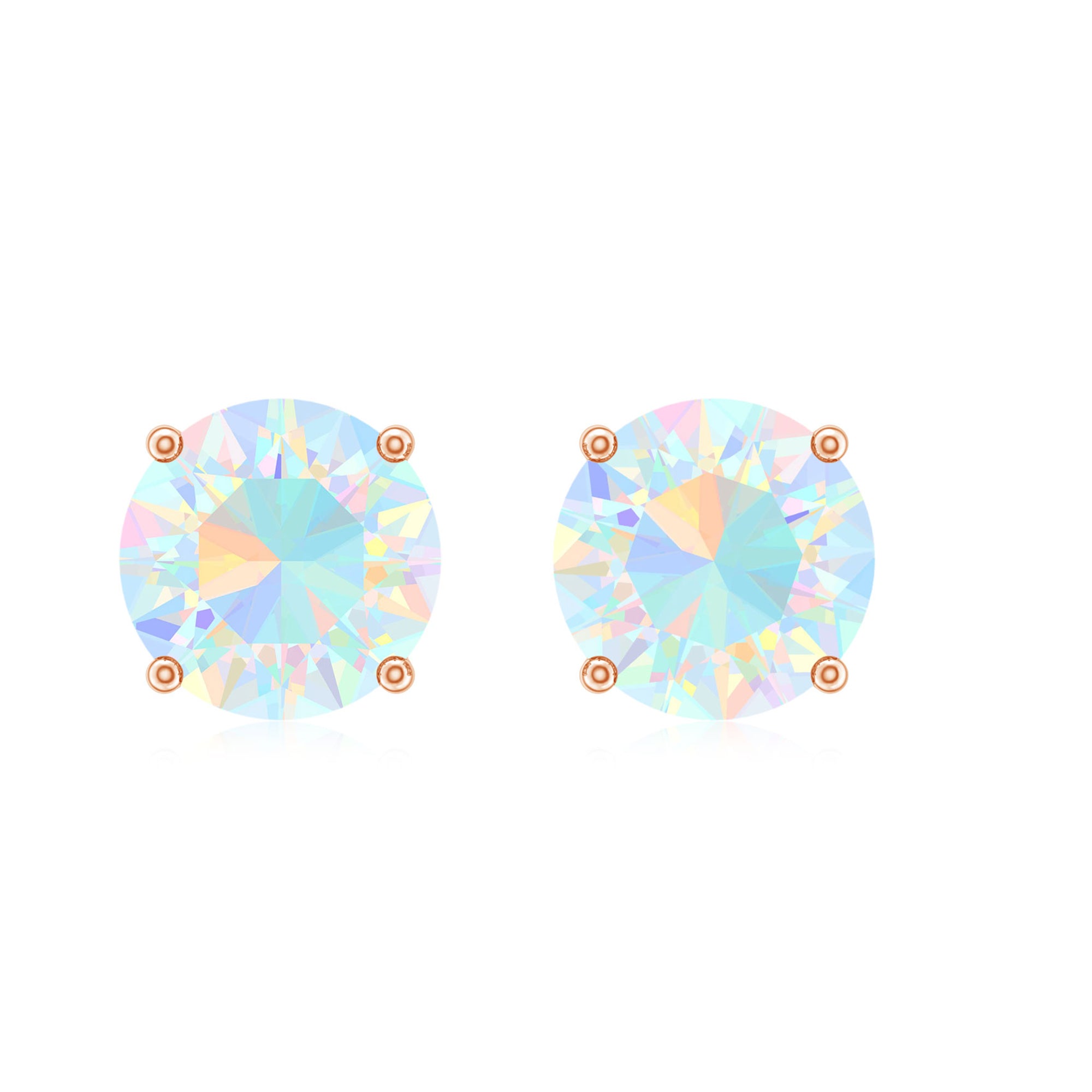 0.50 CT Ethiopian Opal Solitaire Stud Earrings in 4 Prong Setting Ethiopian Opal - ( AAA ) - Quality - Rosec Jewels