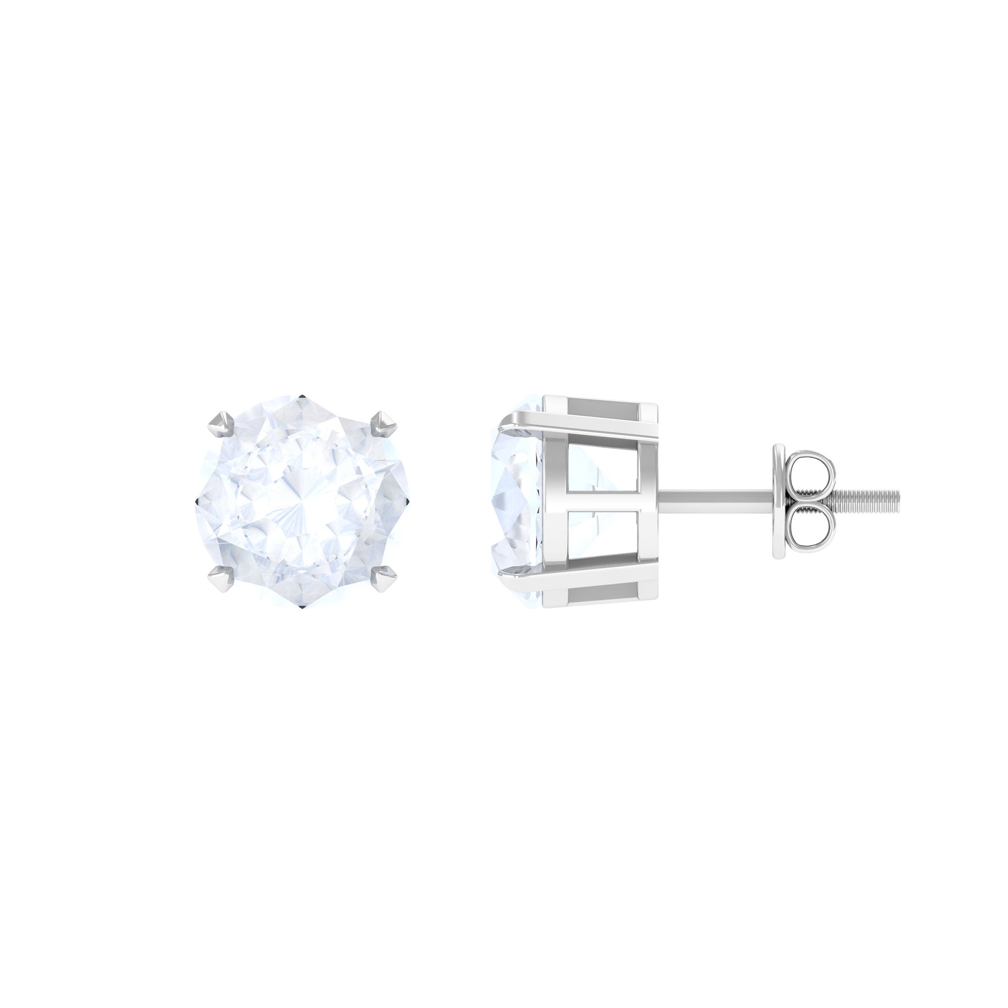 Claw Set Solitaire Moonstone Stud Earrings Moonstone - ( AAA ) - Quality - Rosec Jewels