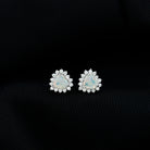 Heart Shape Ethiopian Opal Silver Stud Earrings with Moissanite Halo Ethiopian Opal - ( AAA ) - Quality 92.5 Sterling Silver - Rosec Jewels