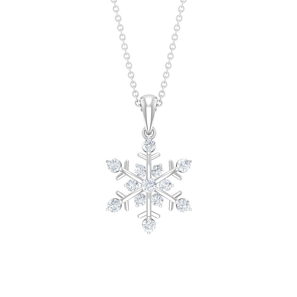 Certified Moissanite Scatter Snowflake Pendant Moissanite - ( D-VS1 ) - Color and Clarity - Rosec Jewels