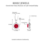 Rosec Jewels-Created Ruby and Moissanite Classic Halo Pendant