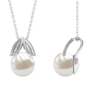 Freshwater Pearl Solitaire Pendant with Leaf Freshwater Pearl - ( AAA ) - Quality - Rosec Jewels