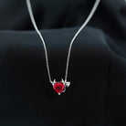 Created Ruby Devil Silver Heart Necklace with Zircon - Rosec Jewels