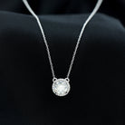 Certified Moissanite Halo Pendant Necklace in Prong Setting Moissanite - ( D-VS1 ) - Color and Clarity - Rosec Jewels