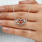 Solitaire Orange Sapphire Infinity Heart Necklace Orange Sapphire - ( AAA ) - Quality - Rosec Jewels