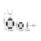 2 CT Art Deco Black Onyx and Moissanite Pendant Earrings Set Black Onyx - ( AAA ) - Quality - Rosec Jewels