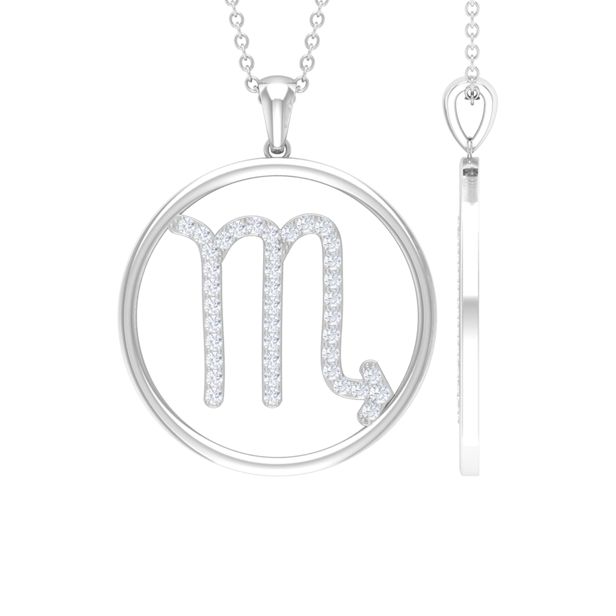 Moissanite Scorpio Zodiac Sign Pendant Necklace With Chain - Rosec Jewels