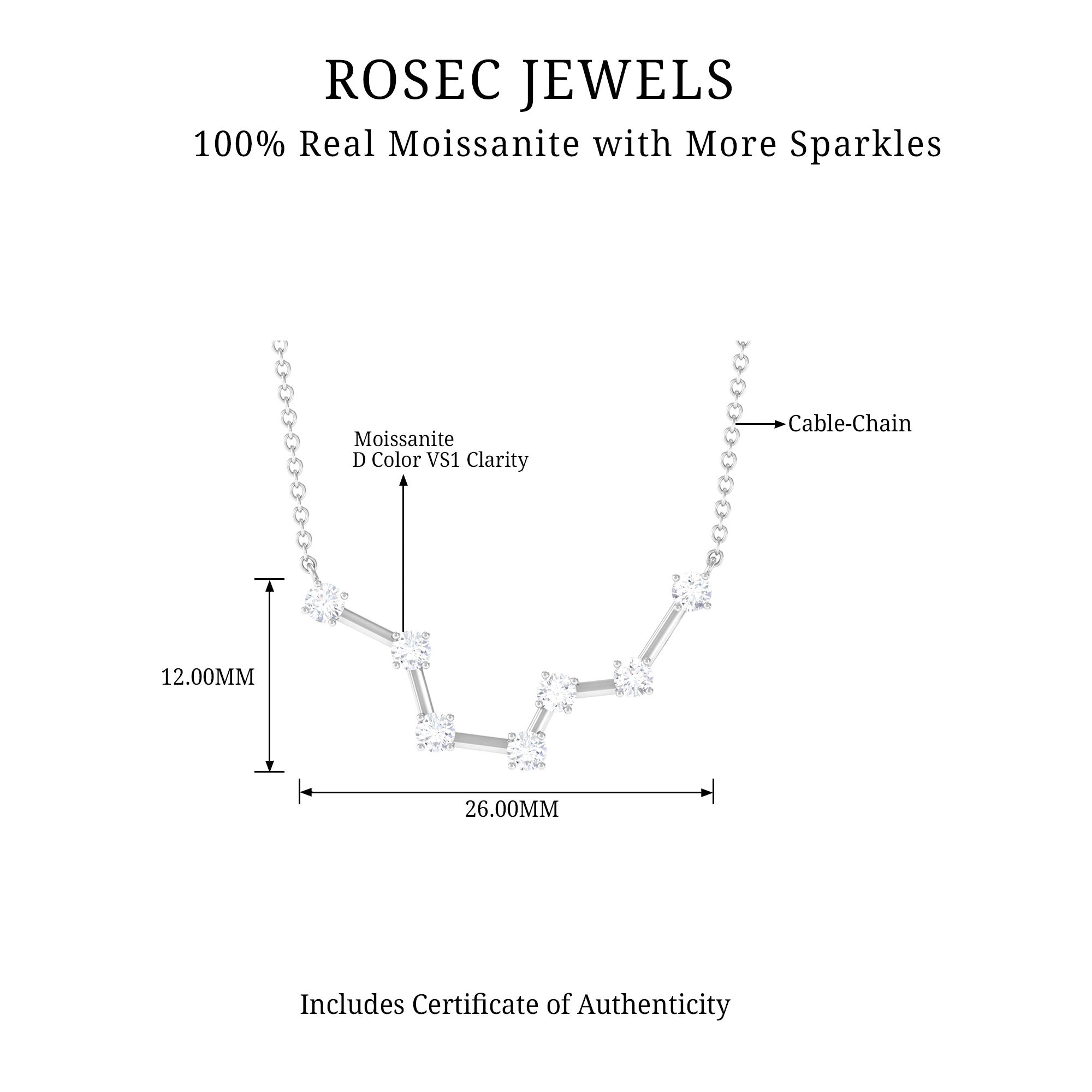 Certified Moissanite Pisces Zodiac Constellation Necklace - Rosec Jewels