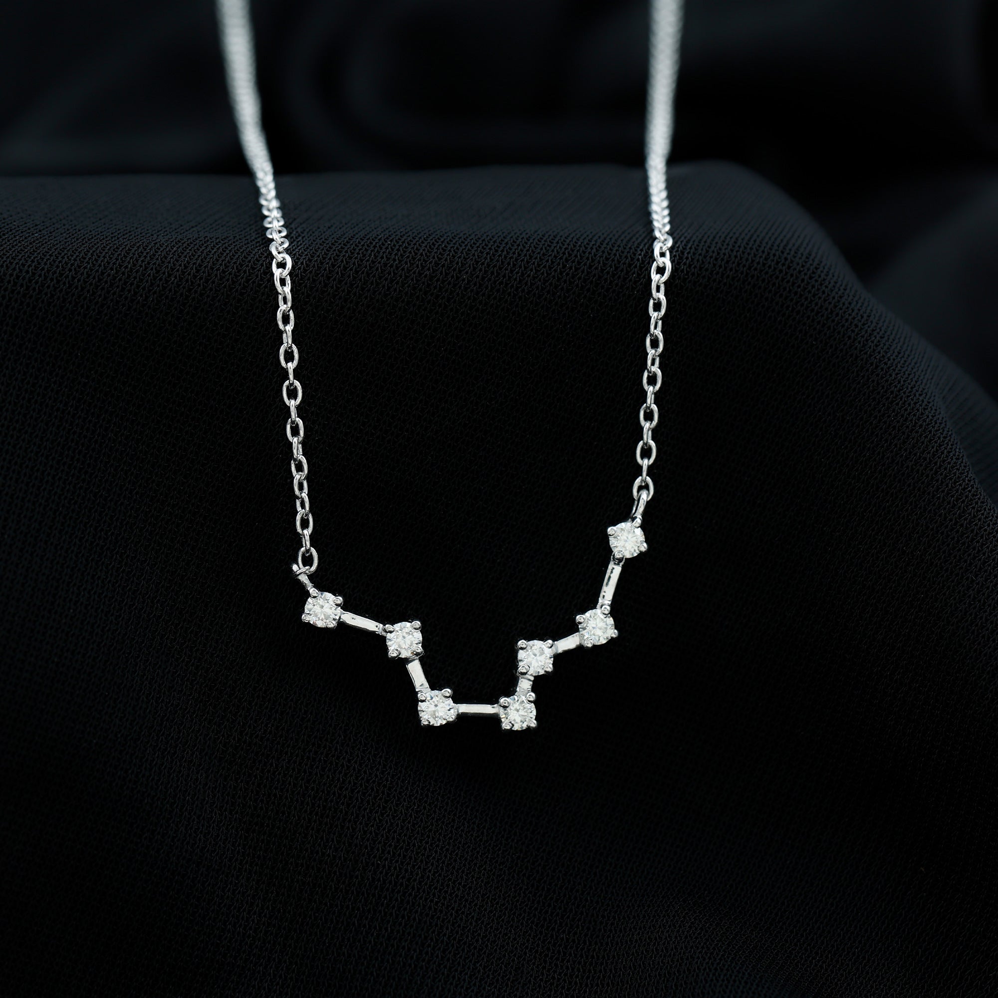 Certified Moissanite Pisces Zodiac Constellation Necklace - Rosec Jewels