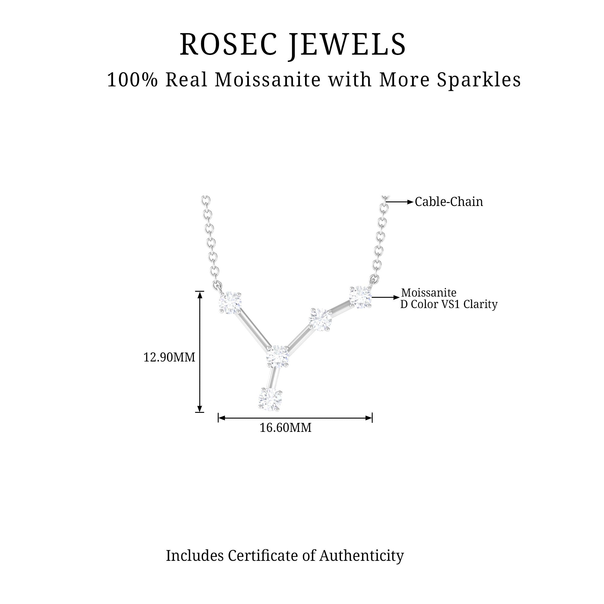 Certified Moissanite Cancer Constellation Necklace - Rosec Jewels