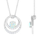 Natural Ethiopian Opal Double Circle Pendant Necklace with Diamond Ethiopian Opal - ( AAA ) - Quality - Rosec Jewels