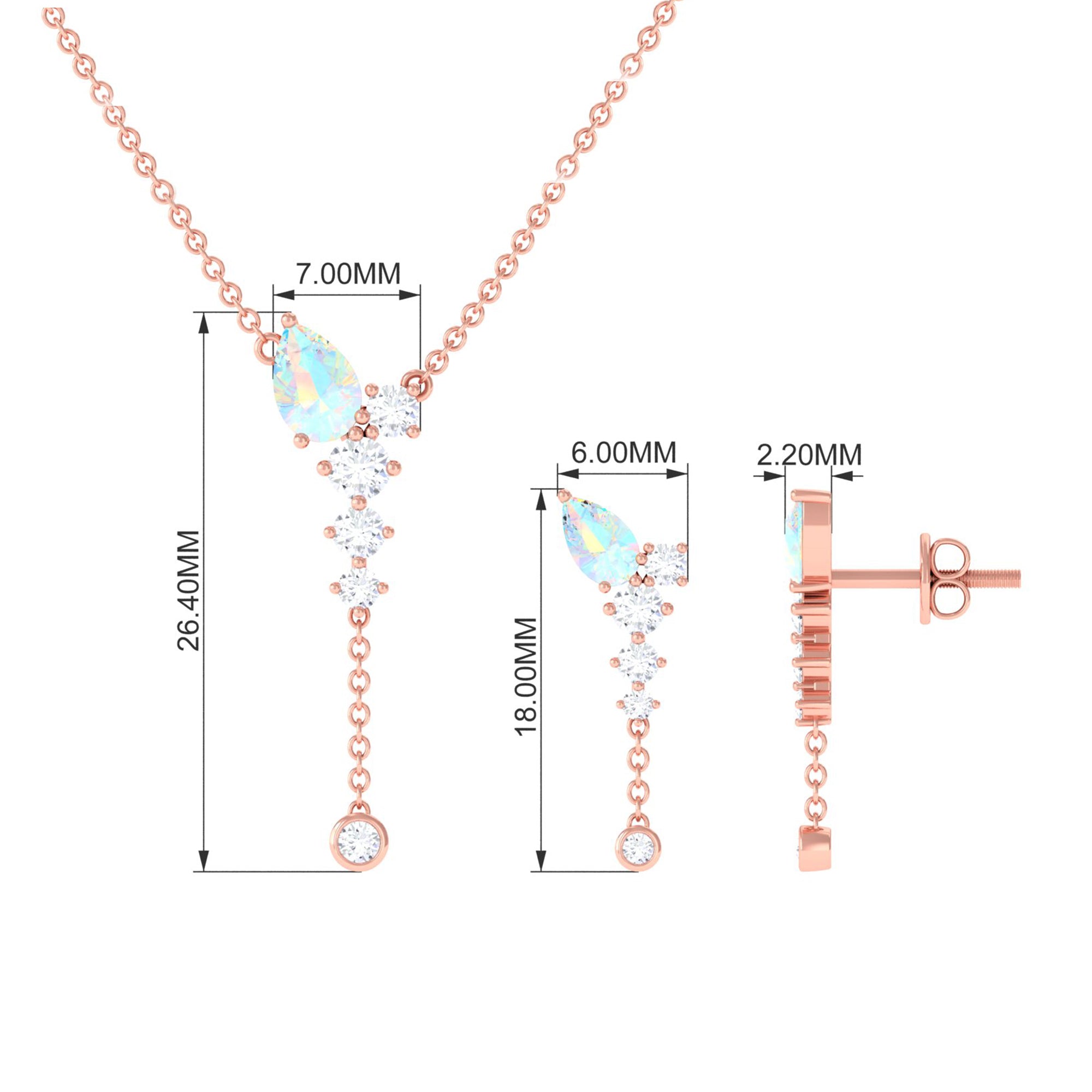 Natural Ethiopian Opal Teardrop Jewelry Set with Moissanite Ethiopian Opal - ( AAA ) - Quality - Rosec Jewels