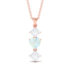 Ethiopian Opal and Moissanite Drop Heart Pendant Necklace Ethiopian Opal - ( AAA ) - Quality - Rosec Jewels