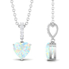 Heart Shape Ethiopian Opal Solitaire Pendant Necklace with Diamond Ethiopian Opal - ( AAA ) - Quality - Rosec Jewels