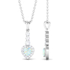 Ethiopian Opal Heart Pendant Necklace with Diamond Halo Ethiopian Opal - ( AAA ) - Quality - Rosec Jewels