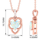 Heart Shape Ethiopian Opal Pendant Necklace with Diamond Ethiopian Opal - ( AAA ) - Quality - Rosec Jewels