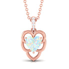 Heart Shape Ethiopian Opal Pendant Necklace with Diamond Ethiopian Opal - ( AAA ) - Quality - Rosec Jewels