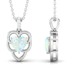 Heart Shape Ethiopian Opal Pendant Necklace with Diamond Ethiopian Opal - ( AAA ) - Quality - Rosec Jewels