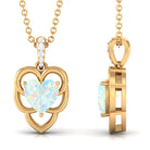 Heart Shape Ethiopian Opal Pendant Necklace with Diamond Ethiopian Opal - ( AAA ) - Quality - Rosec Jewels