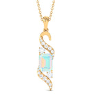 Certified Ethiopian Opal Pendant Necklace with Diamond Ethiopian Opal - ( AAA ) - Quality - Rosec Jewels