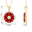 3 CT Heart Shape Created Ruby and Diamond Flower Pendant Lab Created Ruby - ( AAAA ) - Quality - Rosec Jewels