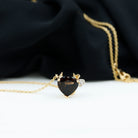 Smoky Quartz Devil Heart Pendant Necklace with Diamond Smoky Quartz - ( AAA ) - Quality - Rosec Jewels