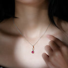 3/4 CT Created Ruby Teardrop Silver Infinity Pendant with Moissanite - Rosec Jewels