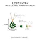 Created Emerald and Moissanite Flower Statement Jewelry Set in Gold Lab Created Emerald - ( AAAA ) - Quality - Rosec Jewels