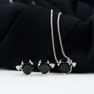 Lab Grown Black Diamond Heart Gothic Jewelry Set with Moissanite Lab Created Black Diamond - ( AAAA ) - Quality - Rosec Jewels