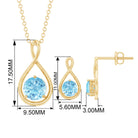 Aquamarine Solitaire and Gold Infinity Jewelry Set Aquamarine - ( AAA ) - Quality - Rosec Jewels