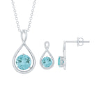 Sky Blue Topaz Solitaire and Gold Infinity Earrings and Necklace Set Sky Blue Topaz - ( AAA ) - Quality - Rosec Jewels