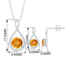 Citrine Solitaire Pendant and Earring Set with Infinity Design Citrine - ( AAA ) - Quality - Rosec Jewels