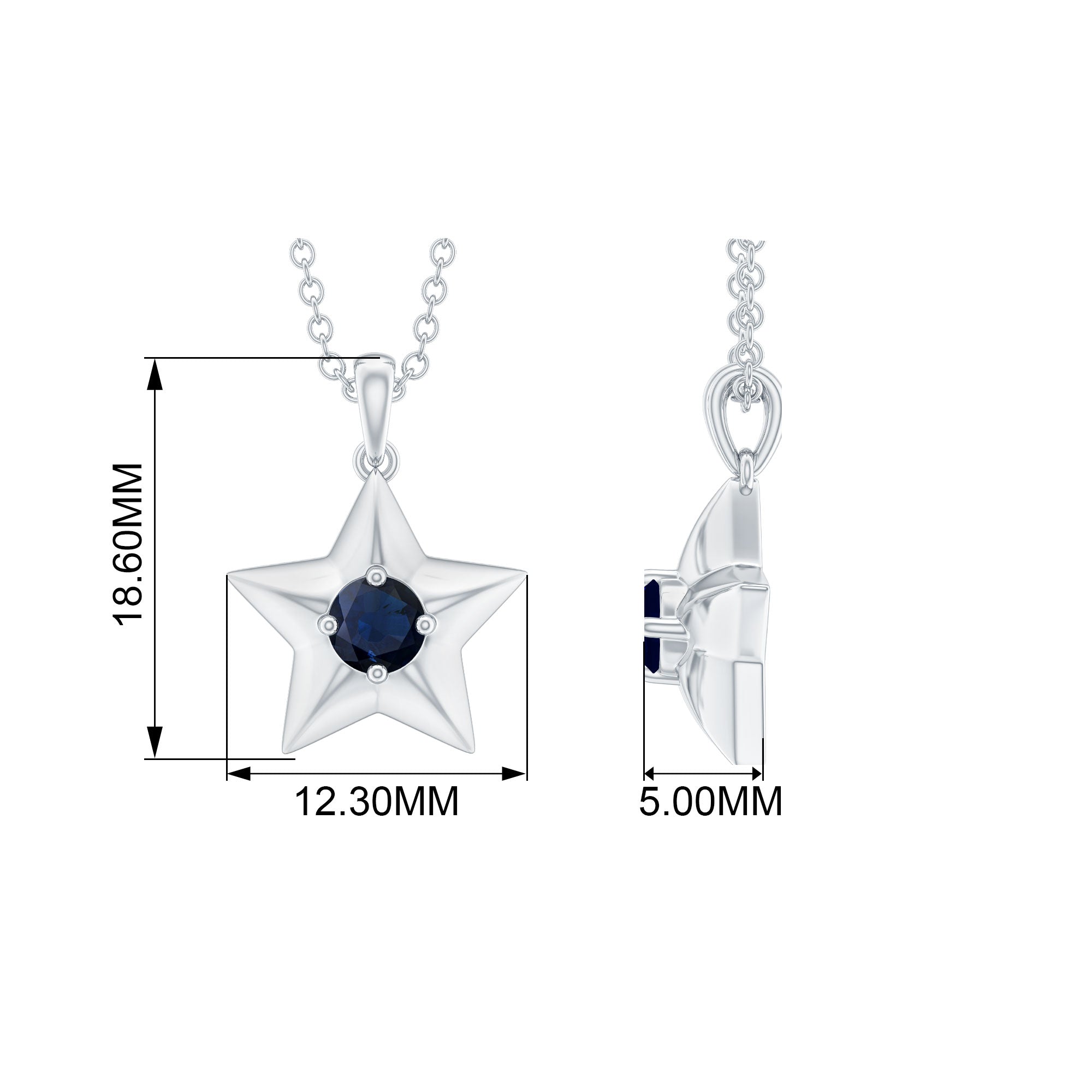 0.25 CT Blue Sapphire and Gold Star Pendant for Woman Blue Sapphire - ( AAA ) - Quality - Rosec Jewels