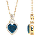 8 MM Heart Shape London Blue Topaz Infinity Pendant with Diamond London Blue Topaz - ( AAA ) - Quality - Rosec Jewels