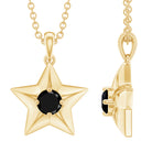 1/4 CT Black Onyx and Gold Star Pendant Black Onyx - ( AAA ) - Quality - Rosec Jewels