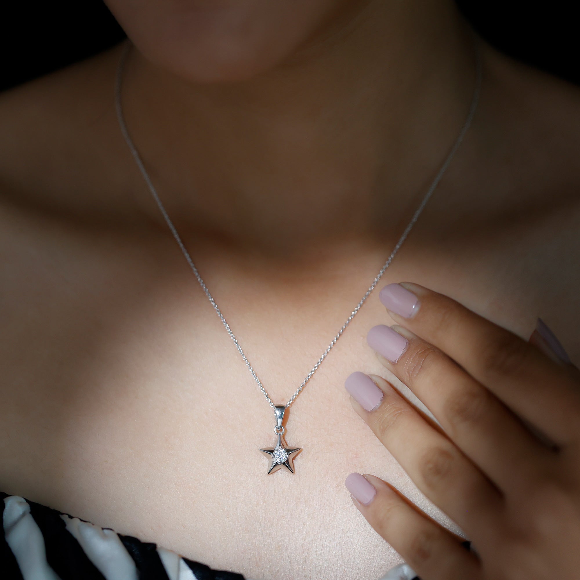 Certified Moissanite Star Pendant Necklace - Rosec Jewels