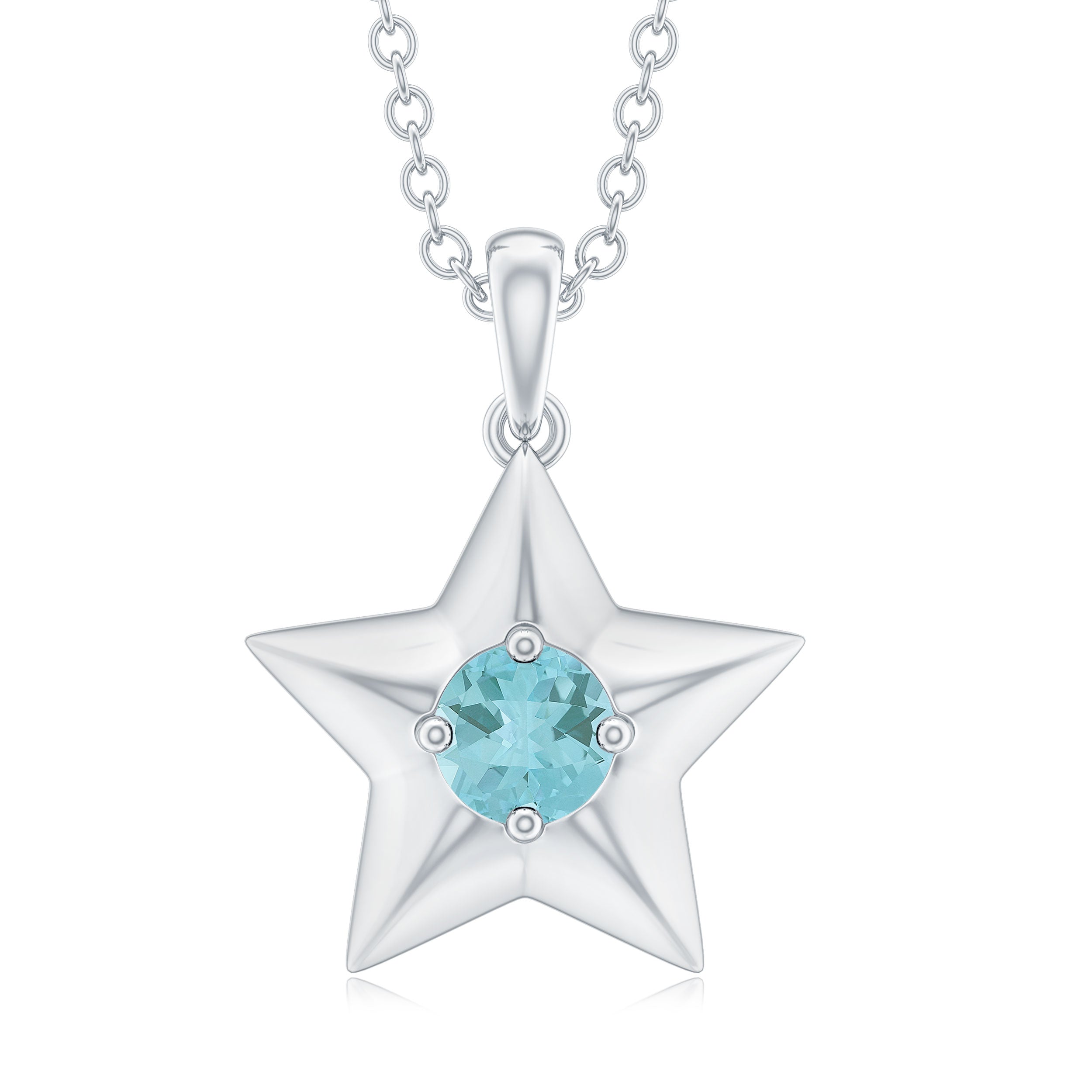 1/4 CT Sky Blue Topaz and Gold Star Pendant Necklace Sky Blue Topaz - ( AAA ) - Quality - Rosec Jewels